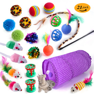Eco-Friendly Various <b>Interactive</b> Movement <b>Cat</b> <b>Toys</b> 21 Pcs/Pack Soft Pet <b>Cat</b> Stuffed Tunnel Catnip Pickle Made of Rubber Nylon - Product Image 4