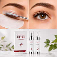 Solution Coréenne pour Rehaussement de Cils, Étape 1 et Étape 2, Base Végétalienne à la Cystéamine, Lotion de Permanente et de Fixation pour Cils et Sourcils en Forme de Seringue à Pompe Airless