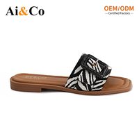 Sandal Selop Wanita PU Ringan Desain Tali Silang Tren Fashion Bernapas Anti-Selip Sandal Datar