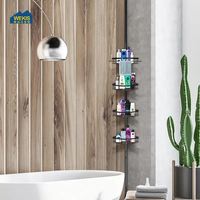 Étagère d'angle rotative WEKIS moderne télescopique écologique à 4 niveaux en fer chromé sans perçage pour salon