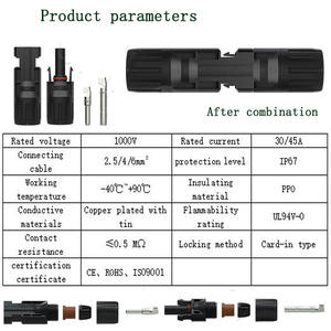 Солнечный разъем DC1000V IP67 Водонепроницаемый фотоэлектрический разъем мужской и женский Быстрый соединительный материал PPO - Product Image 3