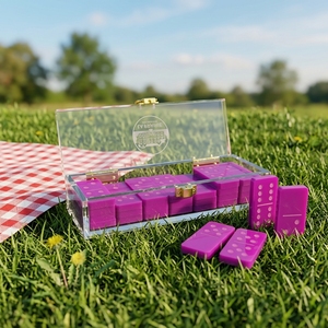 Jeu de dominos personnalisé écologique et moderne en acrylique, jeu éducatif de luxe avec impression de logo, jeu de société en acrylique pour le plaisir en famille - Product Image 1