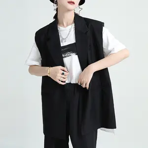 Srtee Designer Women outfit 2023 Lady Black vest Suit Casual Splicing Women suit vest 2128