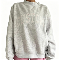 Sweat-shirts personnalisés respirants à manches longues et col montant gris perle, amples, avec lettres, pour le Pilates, pour femmes - Fabricant