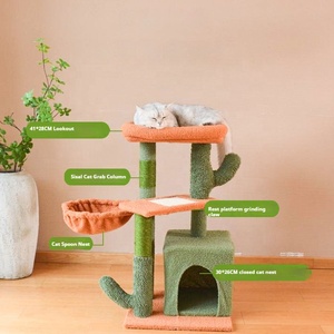 Kinghon Modern Cactus Cat Tree House Cat Tower for Indoor Cats Multi <b>Level</b> Condo Scratching <b>Post</b> Mat Pet Furniture - Product Image 3