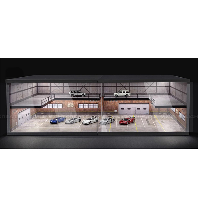 1/64 Scale Exhibition Hall Diorama Garage Display Case Multipurpose Decoration Double Layer Storage Box Showcase for Car Models