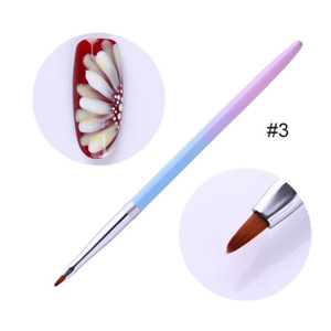 Pinceau à ongles plat en gel pour nail art, manche métallique, virole en aluminium, poils synthétiques avec capuchon, stylo de manucure pour salon de beauté - Product Image 5