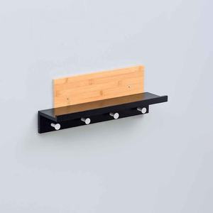 Moderno Black appendiabiti a parete con mensola 4 pioli gancio appendiabiti <span class=keywords><strong>dietro</strong></span> <span class=keywords><strong>porta</strong></span> portachiavi galleggiante auto - Product Image 3