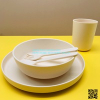Usine enfants bambou vaisselle ensembles assiettes plats bols tasses Incassable blanc vaisselle Bambou enfants tasse