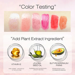 Venta caliente rosa brillante lápiz labial líquido hidratante Etiqueta Privada fruta vegana brillo brillante claro transparente brillo de labios - Product Image 2
