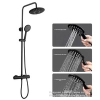 Ensemble de douche thermostatique pour usage domestique, mitigeur de bain-douche à pression accrue, conception tout en cuivre, verrouillage de la température à une touche, jet de pluie