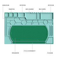 TE-736 Ensemble de tapis de réparation 2-en-1, grand tapis en PVC 600*388mm + petit tapis en silicone 462*185mm, tapis de travail résistant à la chaleur pour la réparation de téléphones