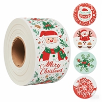 Rouleau d'autocollants de Noël avec impression de logo personnalisé Autocollants de Joyeuses Fêtes Étiquette en papier auto-adhésif