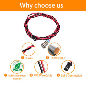 Cable de Extensión para Servo A2543 M10, Conector Macho y Hembra de 2 Pines, Cable de 24 AWG - Product Image 5