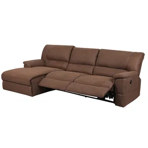 Mejor calidad marrón estampado tela sofás seccionales con 2 sillones reclinables