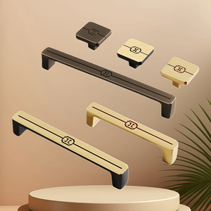 New Chinese Style Brass Cabinet Pulls Black Gold Dual Finish Long Bar Single Hole Handles for Kitchen Wine Cabinet Durable - Product Image 3