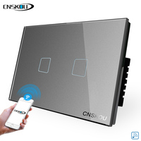 CNSKOU Nouveau design US AU Luxe Moderne Verre Trempé Alexa et Google Interrupteur Mural Tactile Wi-Fi Intelligent 2 Gang pour la Domotique