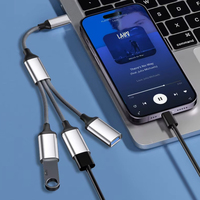 Cable USB-A trenzado de metal y nailon 2 en 1 y 3 en 1 personalizado OEM, cable de datos OTG macho a hembra, extensor USB