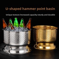 Seau à glace en acier inoxydable pour refroidir la bière et les boissons – Idéal pour bars, KTV et événements – Design moderne et minimaliste – Couleur or – Vente transfrontalière