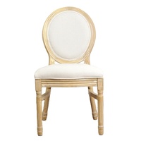 Chaise de salle à manger en bois Louis Farmhouse avec dossier capitonné rembourré doux et fonction de refroidissement pour mariage, restaurant et parc