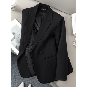 Women's Blazer Black Long Sleeve Padded Warm Office Wear Casual Coat - Product Image 4