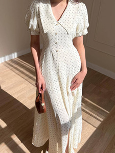 Vestido Largo de Verano 2025, Estilo Europeo Americano, Cuello en V, con Botones, Diseño de Ondas, <span class=keywords><strong>Moda</strong></span> Casual y Elegante para Exportación - Product Image 2