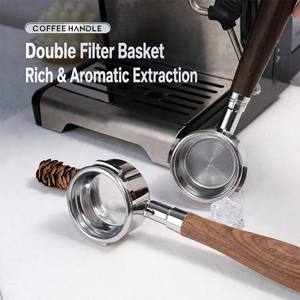 Portafiltro sin Fondo <span class=keywords><strong>Welhome</strong></span> Espresso de 58 mm con Doble Asa de Madera Sólida, Herramienta de Barista para Cafetera de Acero Inoxidable - Product Image 2