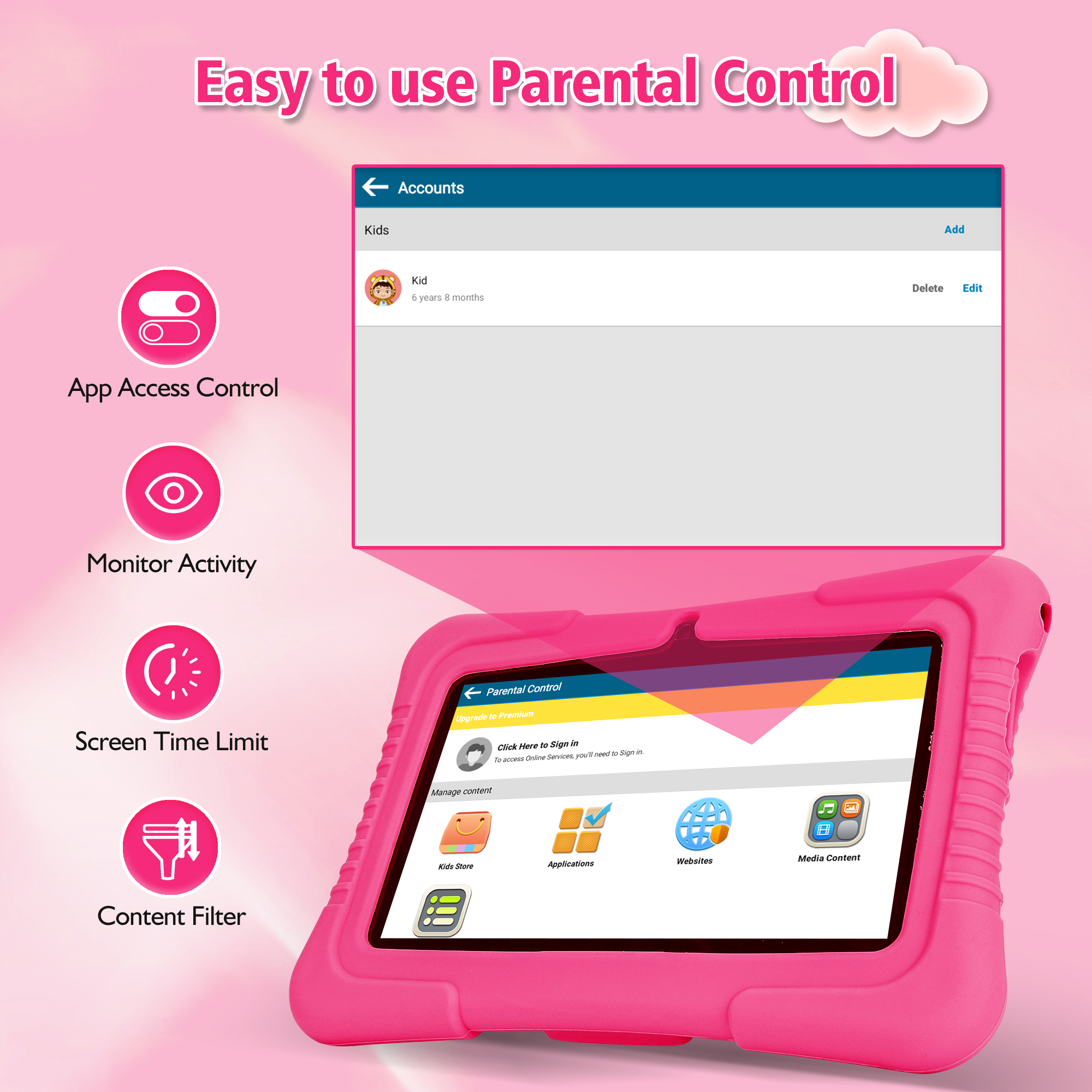 iPad - くすりちゃん 7 Inch Kids Tablet - Quad Core Android Tablet for Learning