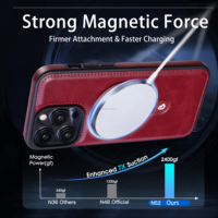 Étuis de téléphone portable personnalisés en gros étui de téléphone à armure magnétique en cuir véritable de luxe avec porte-anneau pour IPhones 16 15 Pro Max
