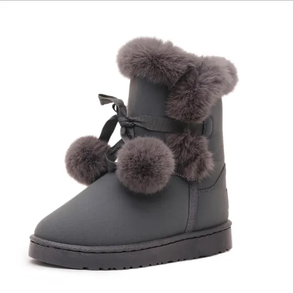 Waterproof Fur Winter Leather Fashion Customize Snow Boots Women