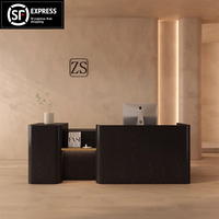 Bureau de réception en bois de luxe moderne simple noir clair pour le bureau de l'entreprise et le magasin de vêtements pour hommes Comptoir de caisse élégant