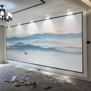 Salon Tv Fond Papier Peint Brume Bleu Abstrait Conception Artistique Mur Tissu Encre Paysage Film Et Télévision Murale - Product Image 3