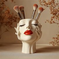 Forme de tête pour femmes Boho décoration visage Vase Vintage maquillage porte-pinceau maquillage organisateur maquillage organisateur pour la décoration intérieure