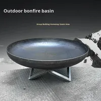 YIJIE Brasero Moderne en Acier Inoxydable de 1,15 m pour Jardin, Cour et Ferme - Portable, à Bois, Sans Fumée