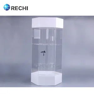Rechi custom acrylic ice cream cone display ice cream holder 6 deformable landing on the rotatable LED round cone holder display