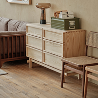 Commode à 6 tiroirs en bois de frêne massif Wabi Sabi pour boutique de détail