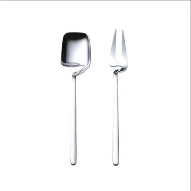 2024 New Stainless Steel Creative Curved Fork Spoon Fruit Kids Coffee Stirring Cup Dessert Shop Fork And Spoon