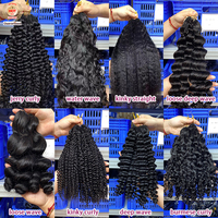 Extensions de cheveux humains bouclés birmans bruts, sans nœuds, pré-séparées, en vrac, pour crochet, invisibles, effet plume, pré-bouclées