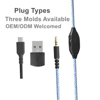 Casque filaire OEM multi-connecteurs avec câble tressé personnalisé 1,2 m durable et suppression du bruit ENC