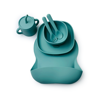 Ensemble de vaisselle en silicone pour bébé, pour enfants de 1 à 4 ans, sans BPA, motif floral, en forme de gourde, vaisselle multifonctionnelle avec poignée, 100 pièces
