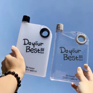 Bouteille d'eau plate en plastique sans BPA avec logo personnalisé Yy805, format A5, A4, A6, 380 ml, 450 ml, 750 ml, facile à transporter, pour la salle de sport - Product Image 2