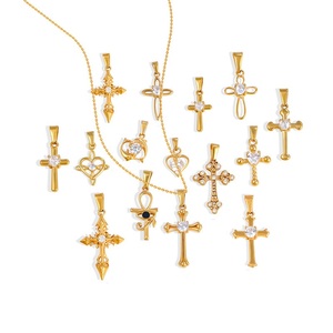 Đồ Trang Sức Thời Trang <span class=keywords><strong>Hollow</strong></span> Chéo Mặt Dây Không Thấm Nước Không Làm xỉn Thép Không Gỉ Charms Đối Vòng Cổ Vòng Đeo Tay Tự Làm Đồ Trang Sức - Product Image 1