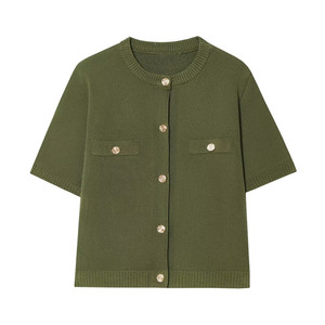 ZEVITY Nouveau <span class=keywords><strong>pull</strong></span> tricoté décontracté pour <span class=keywords><strong>femme</strong></span> à manches courtes avec boutons dorés, couleur bonbon, style transfrontalier - Product Image 4