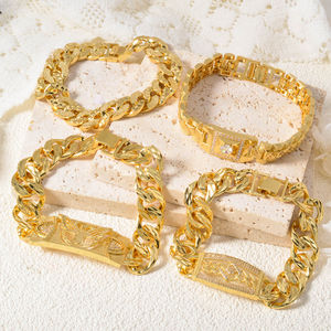 Hip Hop Exaggerated Italian 14k Gold Plated <b>Copper</b> Sailor Buckle Bracelets for Ladies - Product Image 3