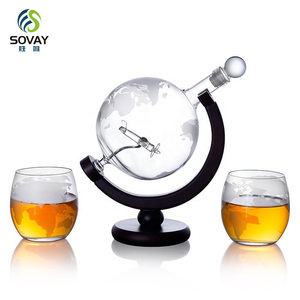 Ensemble de carafe sphérique pour whisky de 850 ml avec 2 verres à whisky sculptés, adapté pour le rhum, la tequila, la vodka, idéal pour les cadeaux - Product Image 5