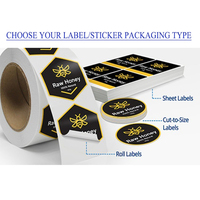 Autocollant carré personnalisé avec logo pour bouteille, autocollant brillant en verre laminé pour gel douche