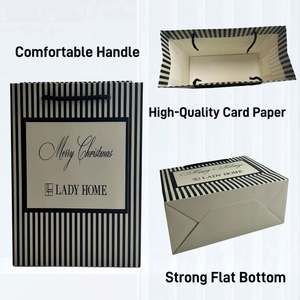 Sacs cadeaux en papier brun personnalisés pour Noël, sacs de boutique, sacs de shopping avec poignée en corde noire, sac en papier de luxe avec impression de logo - Product Image 2