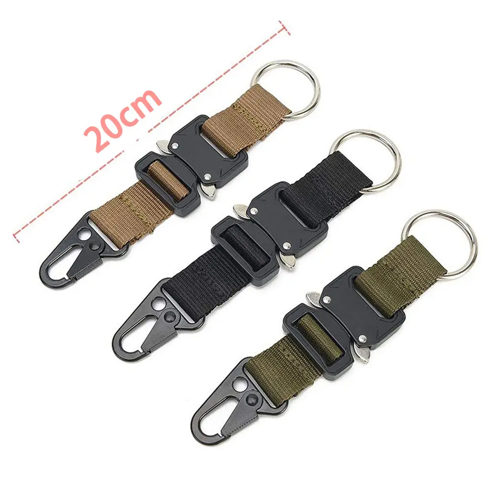Porte-clés tressé camouflage BSBH avec porte-clés mousqueton pour sac à dos survie Camping