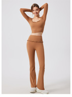 Aoyema Custom Gym Kleding Huidvriendelijke Cropped Top Hoge Elastische Heupkant Ballet Dans Zachte Ademend Yoga Broek Tweedelig Set