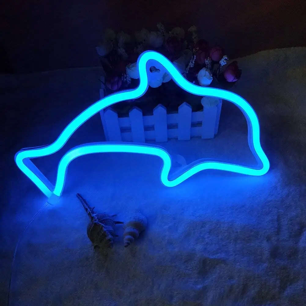 Fabrika doğrudan satış mavi yunus Neon işaretleri duvar dekor festivali süslemeleri letreros de neon de delfin